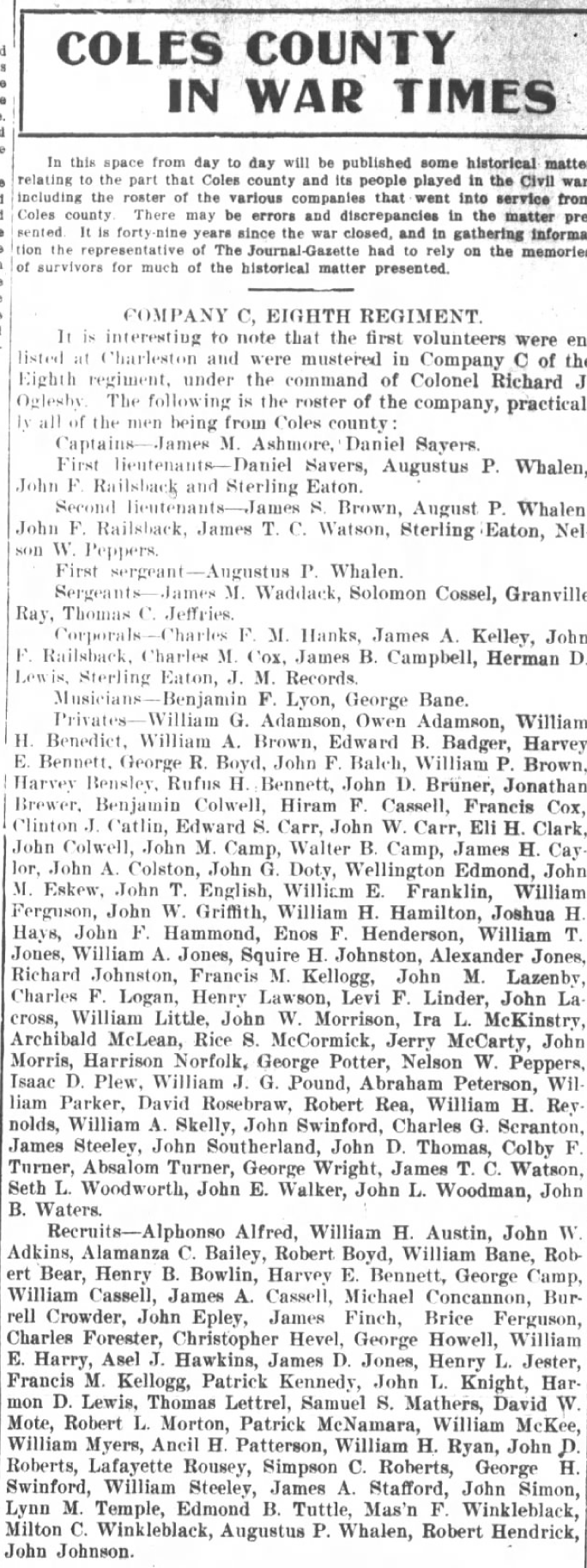 Coles County in war times
